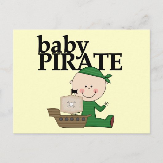 Baby Boy Pirate met Ship Tshirts en Gifts Briefkaart (Voorkant)