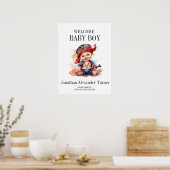 Baby Boy Pirate Welkom Ziekenhuisdeur Poster (Keuken)