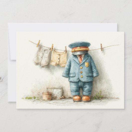 Baby Boy Police 1e verjaardagsfeestje Kaart (Voorkant)