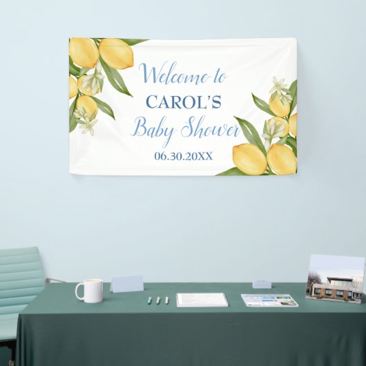 Baby Boy Positano Lemons Blue Baby shower Backdrop Spandoek (Beurs)