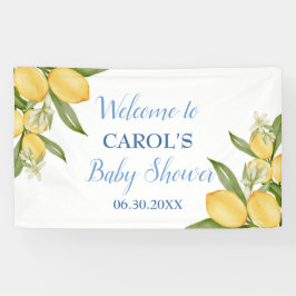 Baby Boy Positano Lemons Blue Baby shower Backdrop Spandoek