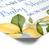 Baby Boy Positano Lemons Blue Baby shower Welkom Poster (Hoek)