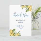 Baby Boy Positano Lemons Blue Pattern Baby shower Bedankkaart (Staand voorkant)