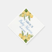 Baby Boy Positano Lemons Blue Pattern Baby shower Servet (Hoek)