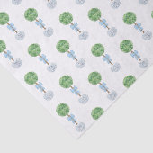 Baby Boy Potted Boxwood Topiary Met Blauwe Boog Tissuepapier (Detail)