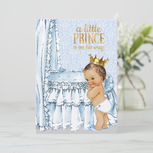  Baby Boy Prince Baby shower Uitnodiging (Staand voorkant)