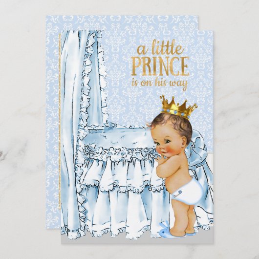  Baby Boy Prince Baby shower Uitnodiging (Voorkant / Achterkant)