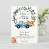 Baby Boy Pumpkin Truck Pumpkin Herfst Baby shower Kaart (Staand voorkant)
