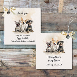 Baby Boy Puppy Dog Tails Baby shower Bedankjes Labels