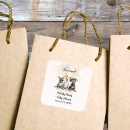 Baby Boy Puppy Dog Tails Baby shower Bedankt Vierkante Sticker