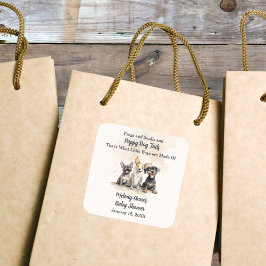 Baby Boy Puppy Dog Tails Baby shower Vierkante Sticker