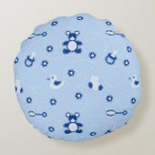 Baby-boy Quilt Pattern Rond Kussen (Achterkant)