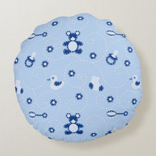 Baby-boy Quilt Pattern Rond Kussen (Achterkant)