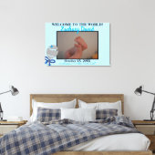Baby Boy Rattle foto geboorte statistieken 36 "x 2 Canvas Afdruk (Insitu (Slaapkamer))