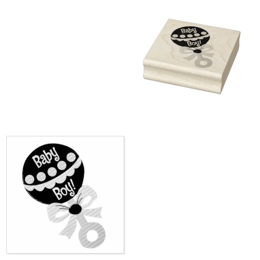 Baby Boy Rattle Rubberstempel (Gestempeld)