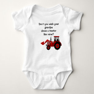 Baby Boy Red Tractor Grandpa Funny Gezegde Romper