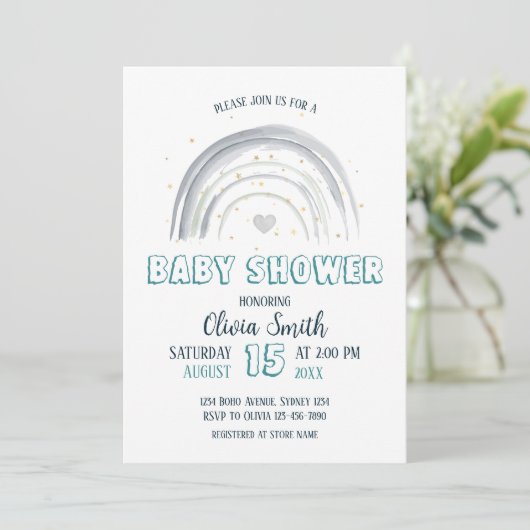 Baby Boy Regenboog Baby shower Kaart (Staand voorkant)