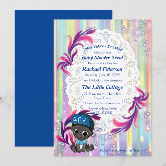 Baby Boy regenboog Bubbles & Eenhoorns Baby Shower Bedankkaart (Voorkant / Achterkant)