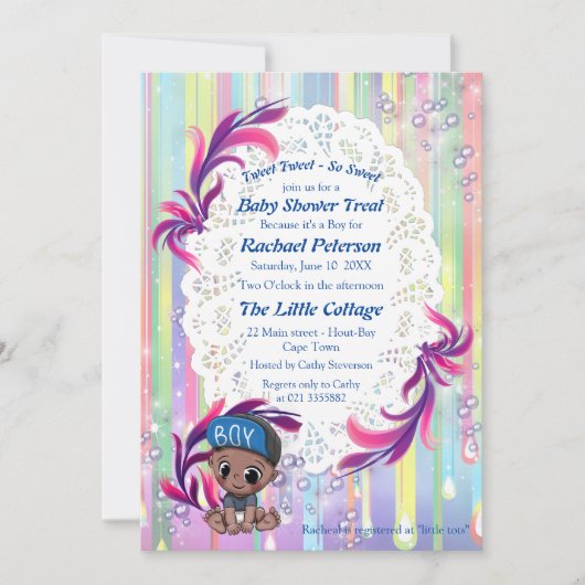 Baby Boy regenboogballetjes & Unicorns Baby shower Bedankkaart (Voorkant)