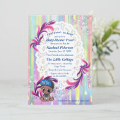 Baby Boy regenboogballetjes & Unicorns Baby shower Bedankkaart (Staand voorkant)