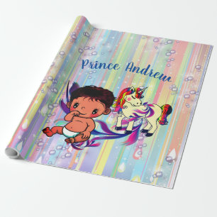 Baby Boy regenboogballetjes & Unicorns Baby shower Cadeaupapier