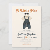 Baby Boy Retro Terracotta Blue Denim Baby shower Kaart (Voorkant)