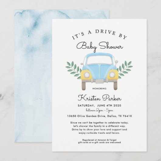 Baby Boy rijden met Baby shower Kaart (Voorkant / Achterkant)