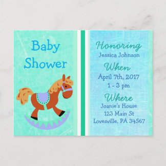 Baby Boy Rocking Horse Blue Baby shower Invitation Uitnodiging Briefkaart