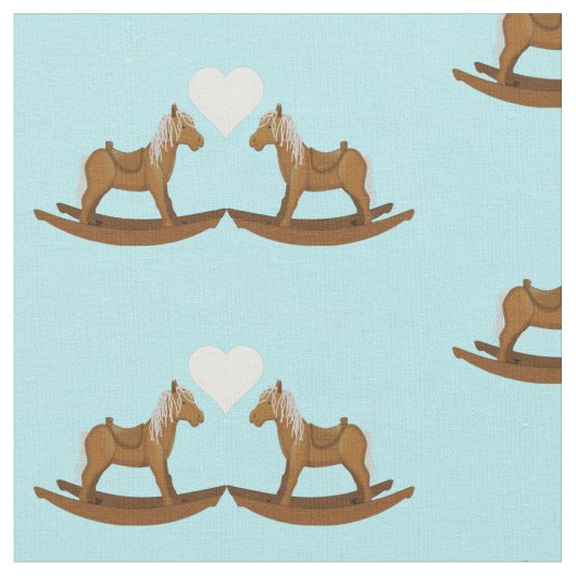 Baby Boy Rocking Horse Heart Pattern Stof (Close Up)