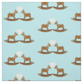 Baby Boy Rocking Horse Heart Pattern Stof (Swatch)