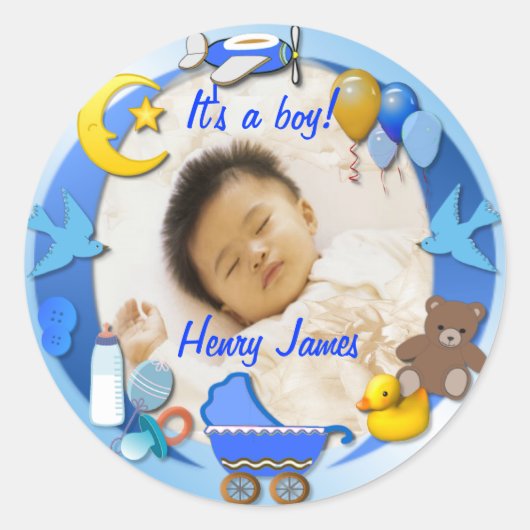 Baby Boy Ronde Sticker (Voorkant)