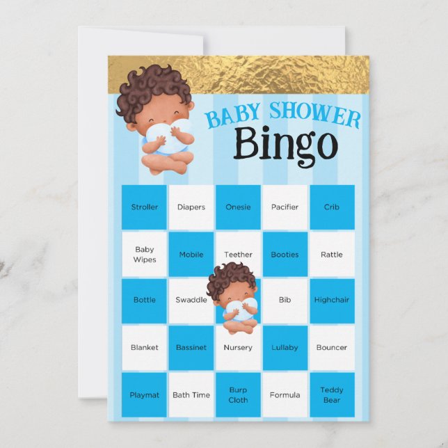 Baby Boy Roze en Goud Baby shower Bingo spel (Voorkant)