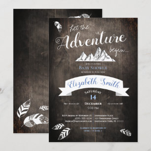 Baby boy Rustic adventure babyshower Kaart