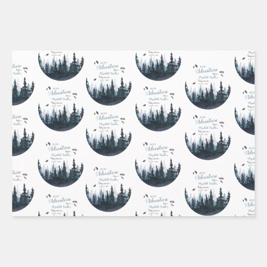 Baby boy Rustisch avontuur babydouche Inpakpapier Vel (Voorkant)