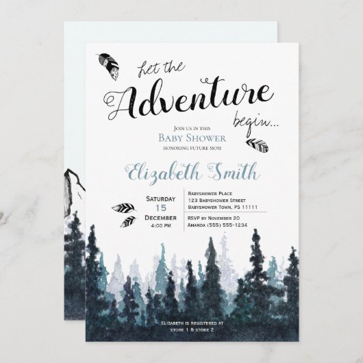 Baby boy Rustisch avontuurthema babydouche Kaart (Voorkant / Achterkant)