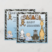 Baby Boy & Safari Animals Baby shower Kaart (Voorkant / Achterkant)
