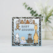Baby Boy & Safari Animals Baby shower Kaart (Staand voorkant)