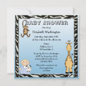 Baby Boy & Safari Animals Baby shower Kaart (Achterkant)