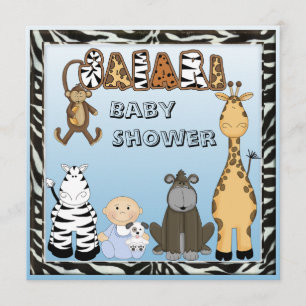 Baby Boy & Safari Animals Baby shower Kaart