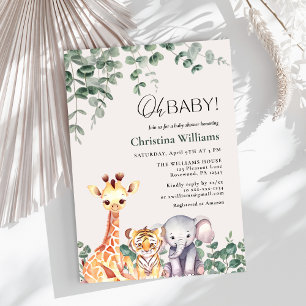 Baby Boy Safari Animals Baby shower Kaart