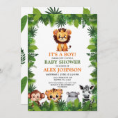 Baby Boy Safari Dieren Leeuwenwelpje Baby shower Kaart (Voorkant / Achterkant)