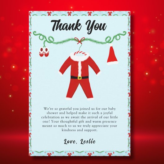 Baby Boy Santa Outfit Baby shower Bedankkaart