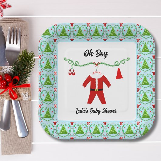Baby Boy Santa Outfit Baby shower Papieren Bordje