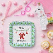 Baby Boy Santa Outfit Baby shower Papieren Bordje (Feest)