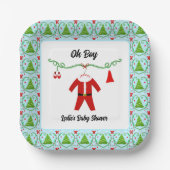 Baby Boy Santa Outfit Baby shower Papieren Bordje (Voorkant)