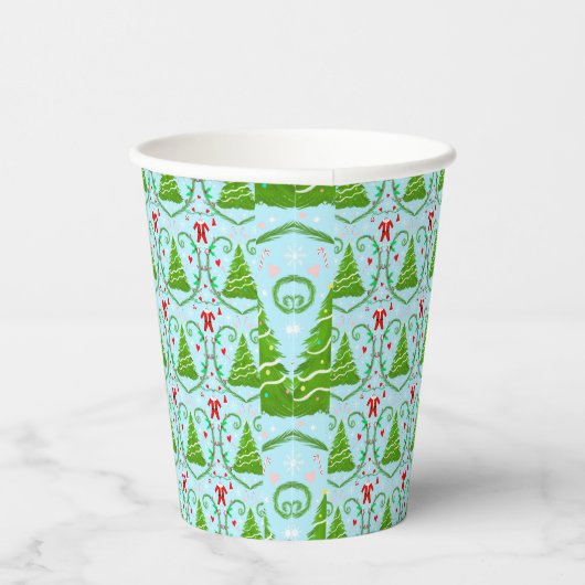 Baby Boy Santa Outfit Kerstboom Patroon Papieren Bekers (Rechts)