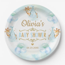 Baby Boy Schattige Giraffe Balloons Baby shower Papieren Bordje