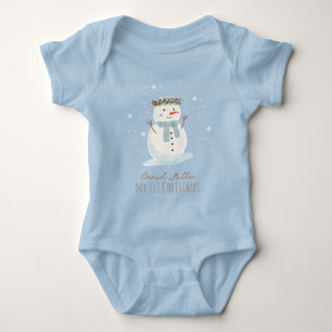 Baby Boy Schattige Sneeuwman Eerste Kerstmis Romper