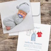 Baby Boy Schattigee Foto Waterverf Custom Aankondiging