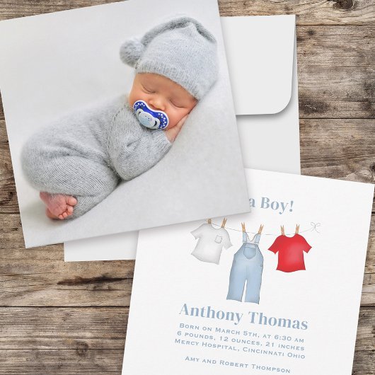Baby Boy Schattigee Foto Waterverf Custom Aankondiging